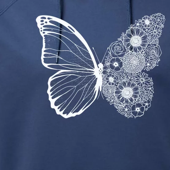 Floral Butterfly Nature Performance Fleece Hoodie