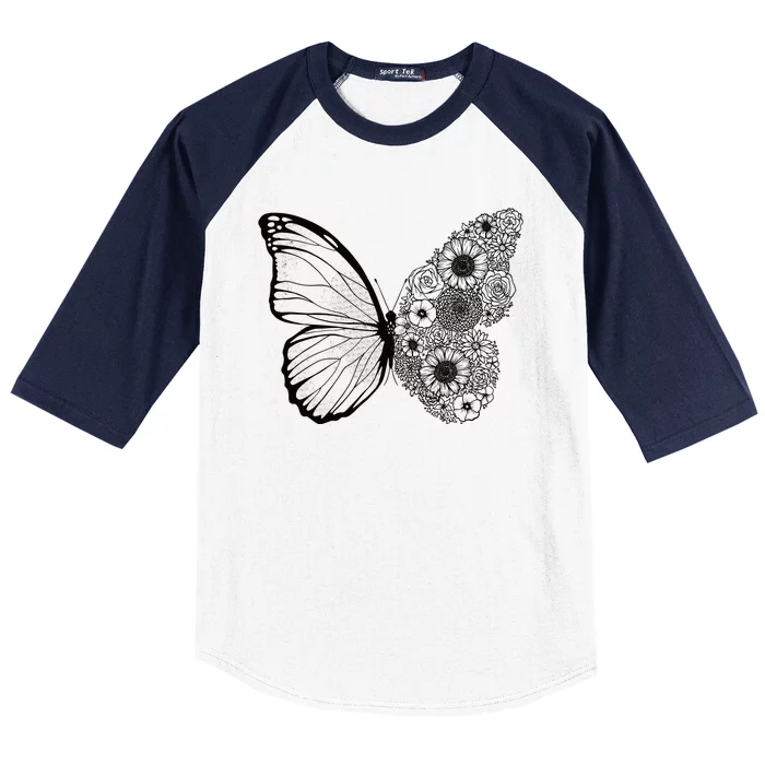 Floral Butterfly Nature Baseball Sleeve Shirt