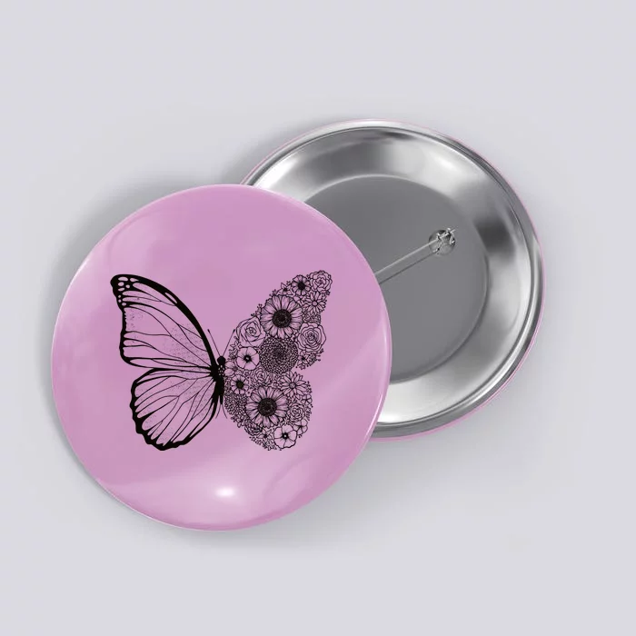 Floral Butterfly Nature Button