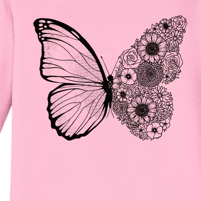 Floral Butterfly Nature Baby Long Sleeve Bodysuit