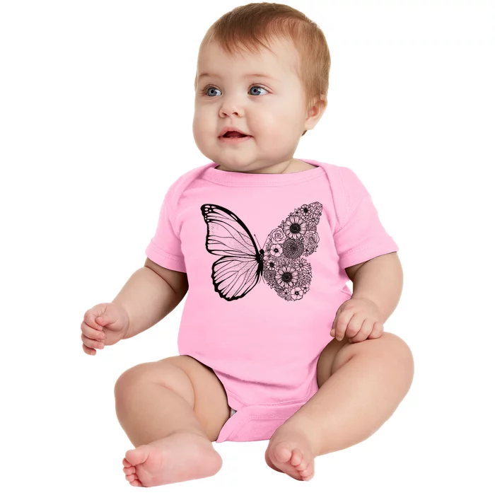 Floral Butterfly Nature Baby Bodysuit