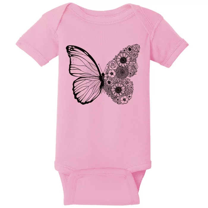 Floral Butterfly Nature Baby Bodysuit