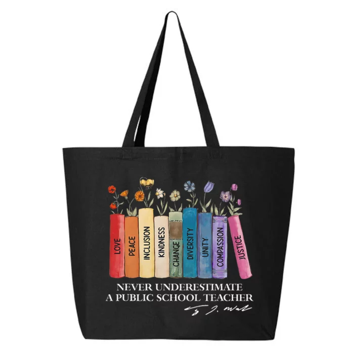 Floral Books Never Underestimate A Public School Teacher 25L Jumbo Tote