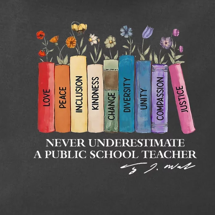 Floral Books Never Underestimate A Public School Teacher Zip Tote Bag