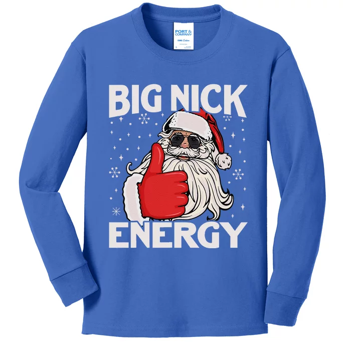 Funny Big Nick Energy Santa Xmas Christmas Kids Long Sleeve Shirt