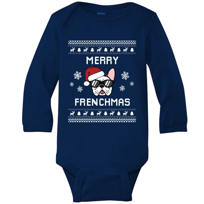 French Bulldog Owner Ugly Christmas Sweater Gift Baby Long Sleeve Bodysuit