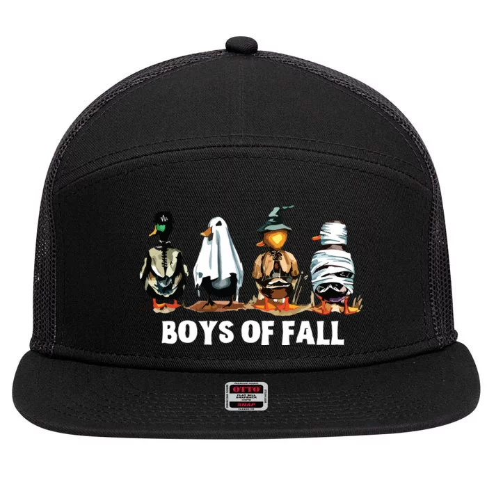 Funny Boy Of Fall Duck Hunting Halloween Costume Duck Lover 7 Panel Mesh Trucker Snapback Hat