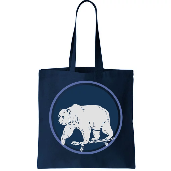 Funny Bear On Skate Tote Bag