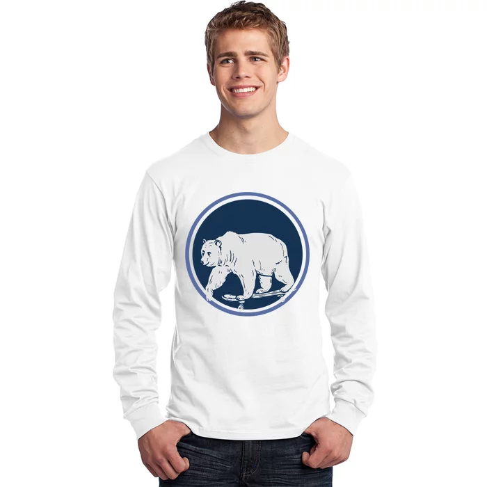 Funny Bear On Skate Long Sleeve Shirt