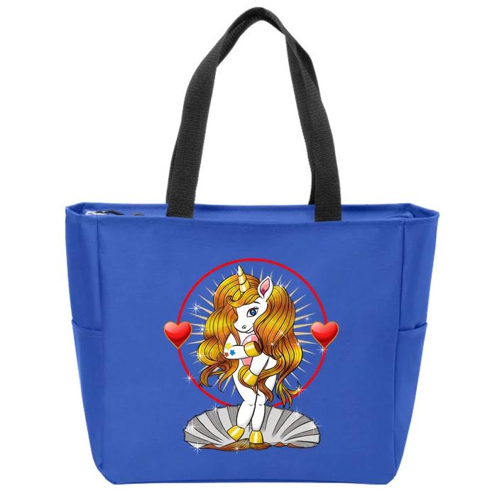 Funny Birth Of Unicorn Venus Red Love Heart Valentines Day Gift Zip Tote Bag