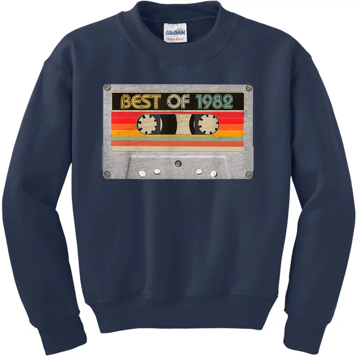 Funny Best Of 1982 Funny Gift 40th Birthday Cassette Tape Gift 1 Kids Sweatshirt