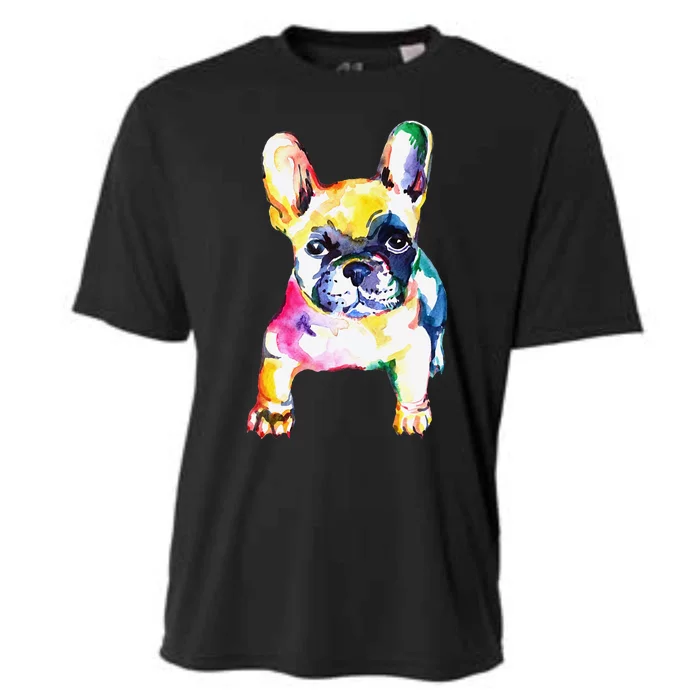 French Bulldog Original Watercolor Hand Drawing Gift Cooling Performance Crew T-Shirt