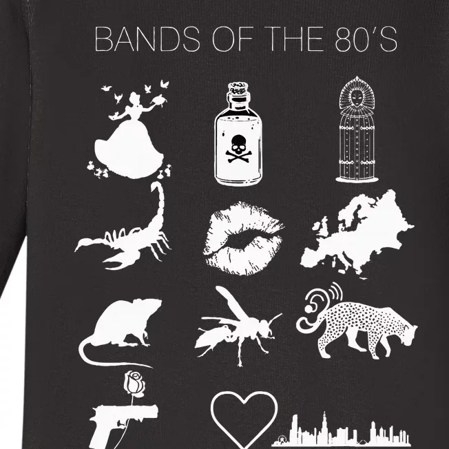 Funny Bands Of The 80S Hair Bands Rock Bands 1980S Baby Long Sleeve Bodysuit