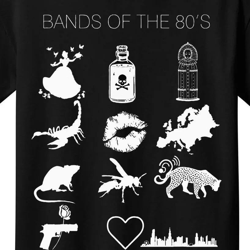 Funny Bands Of The 80S Hair Bands Rock Bands 1980S Kids T-Shirt