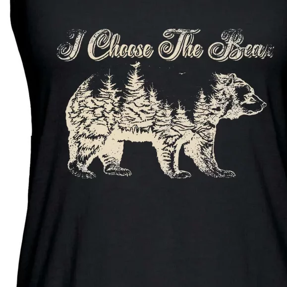 Funny Bear Over A Man I Choose The Bear Ladies Essential Flowy Tank