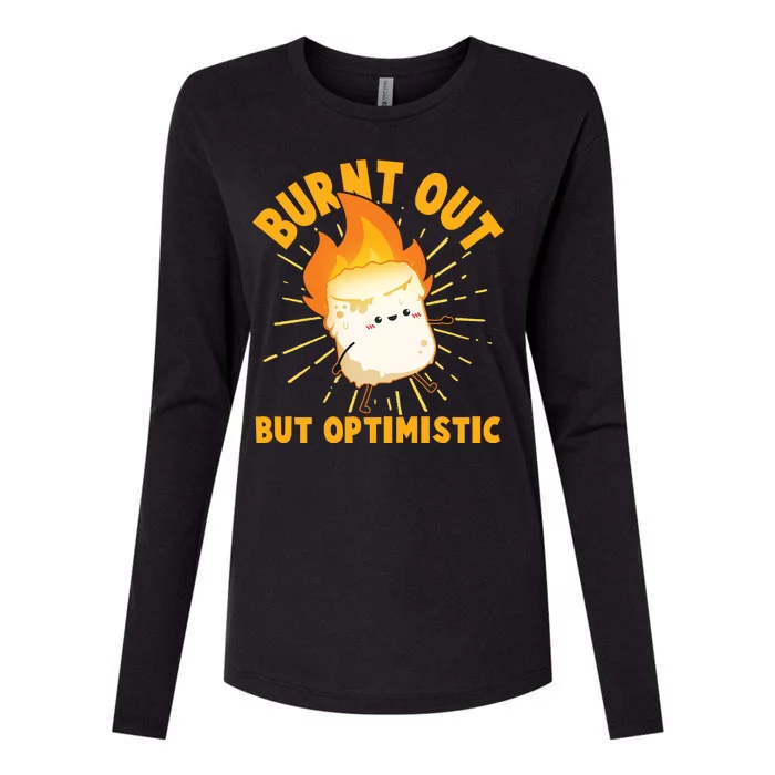 Funny Burnt Out But Optimistic Marshmallow Womens Cotton Relaxed Long Sleeve T-Shirt