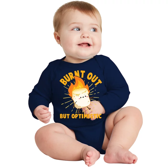 Funny Burnt Out But Optimistic Marshmallow Baby Long Sleeve Bodysuit