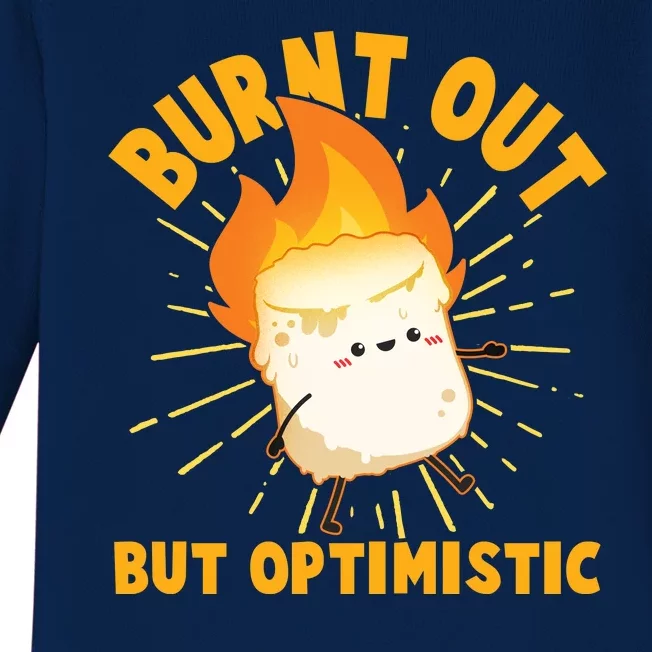 Funny Burnt Out But Optimistic Marshmallow Baby Long Sleeve Bodysuit