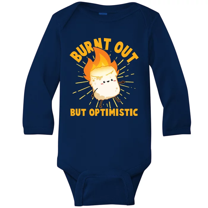 Funny Burnt Out But Optimistic Marshmallow Baby Long Sleeve Bodysuit