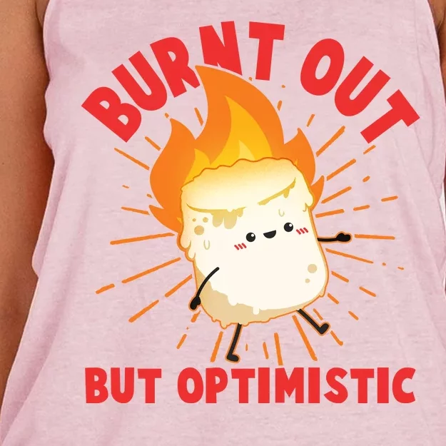 Funny Burnt Out But Optimistic Marshmallow Women's Knotted Racerback Tank