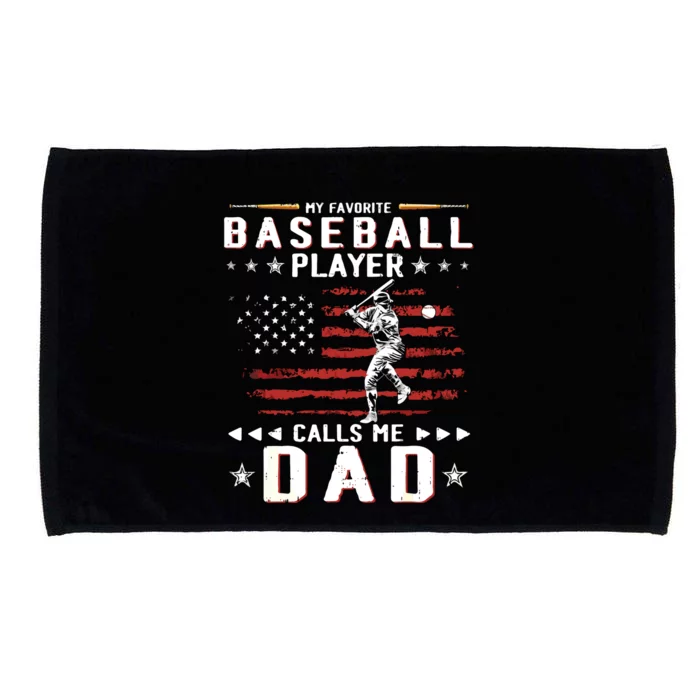 Favorite Baseball Player Calls Me Dad USA Flag Fathers Day Microfiber Hand Towel