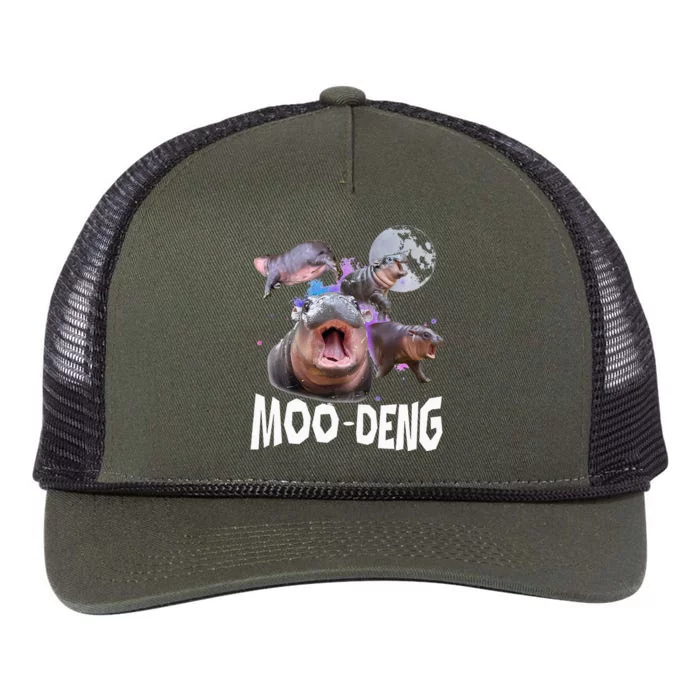 Famous Baby Pygmy Hippo Moo Deng Retro Rope Trucker Hat Cap