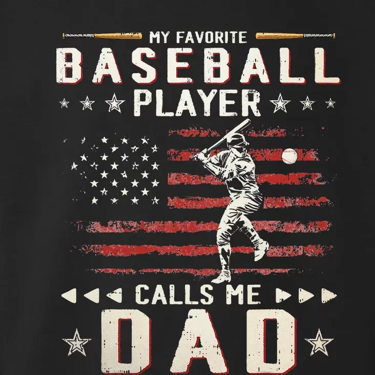 Favorite Baseball Player Calls Me Dad USA Flag Father's Day Toddler Hoodie