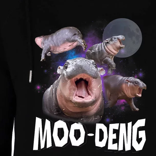 Famous Baby Pygmy Hippo Moo Deng Funny For Animal Lover Womens Funnel Neck Pullover Hood