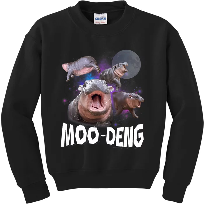 Famous Baby Pygmy Hippo Moo Deng Funny For Animal Lover Kids Sweatshirt