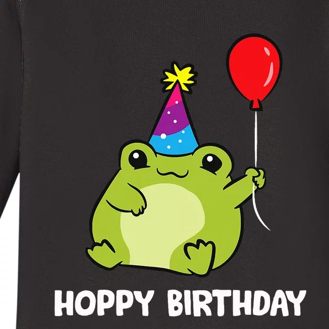 Frog Birthday Present Happy Birthday Cute Frog Baby Long Sleeve Bodysuit