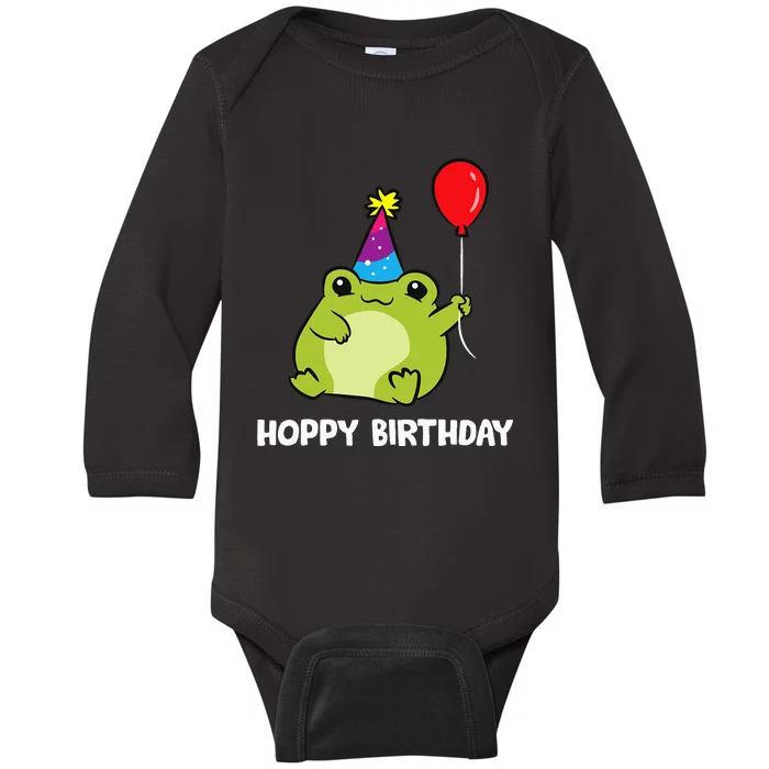 Frog Birthday Present Happy Birthday Cute Frog Baby Long Sleeve Bodysuit