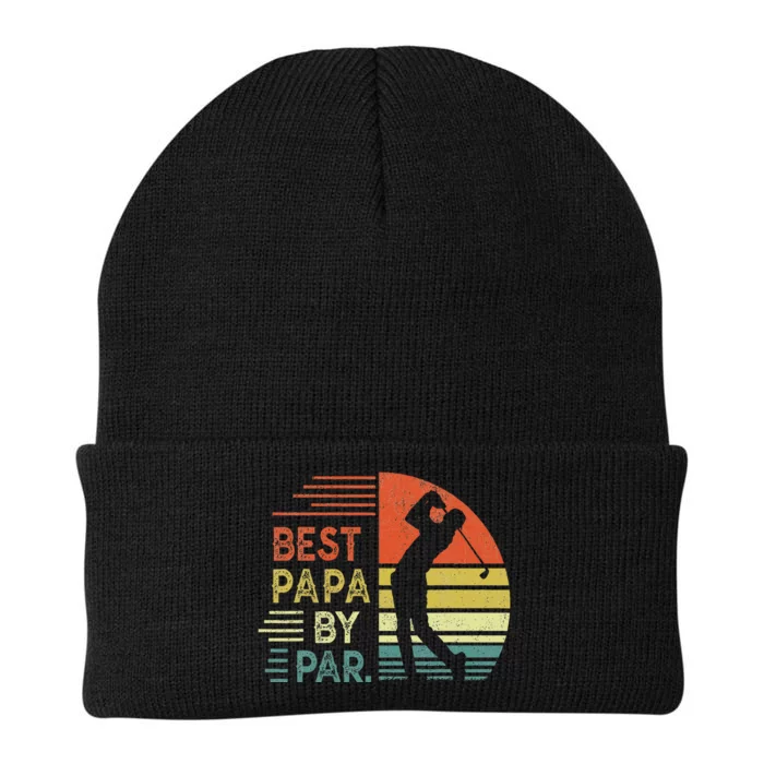 Funny Best Papa By Par Fathers Day Golf Grandpa Knit Cap Winter Beanie