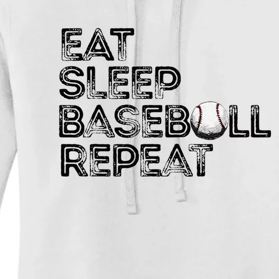 Funny Baseball Player Eat Sleep Baseball Repeat Baseball Women's Pullover Hoodie