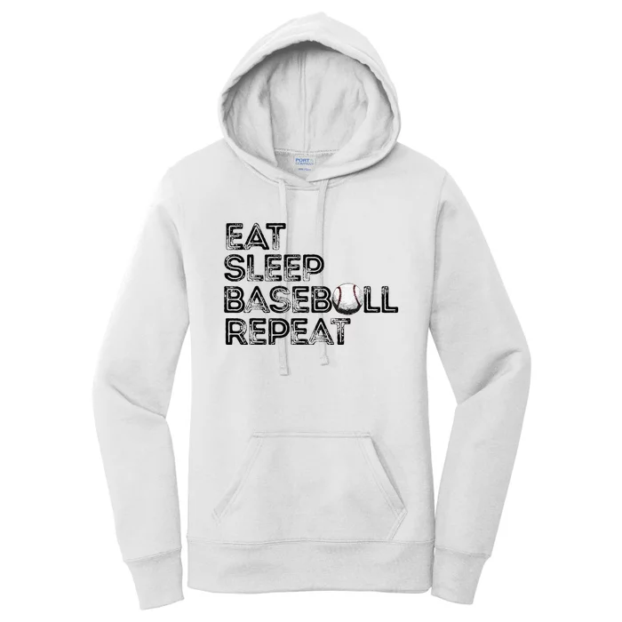 Funny Baseball Player Eat Sleep Baseball Repeat Baseball Women's Pullover Hoodie