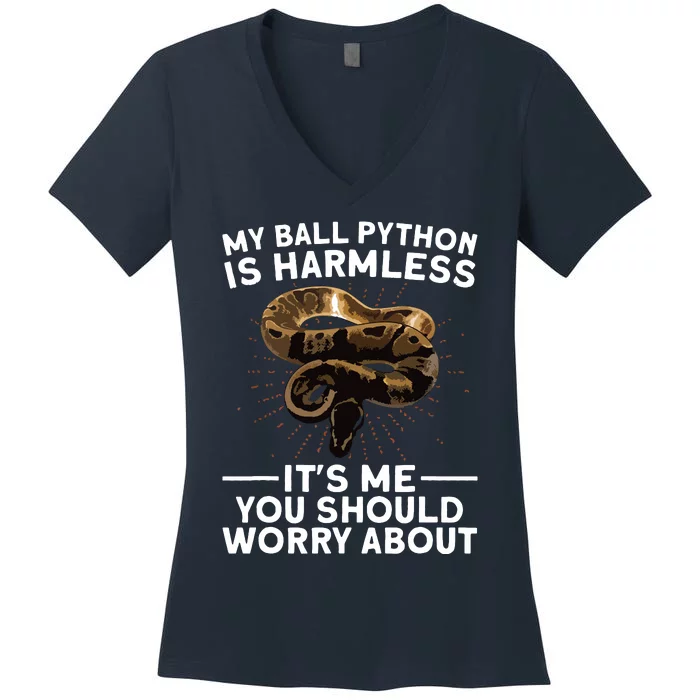 Funny Ball Python For Men Women Snake Lover Reptile Animal Women's V-Neck T-Shirt