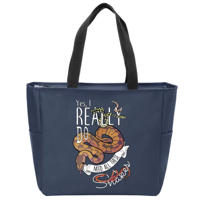 Funny Ball Python With Corn Hognose Carpet Snake Reptile Zip Tote Bag