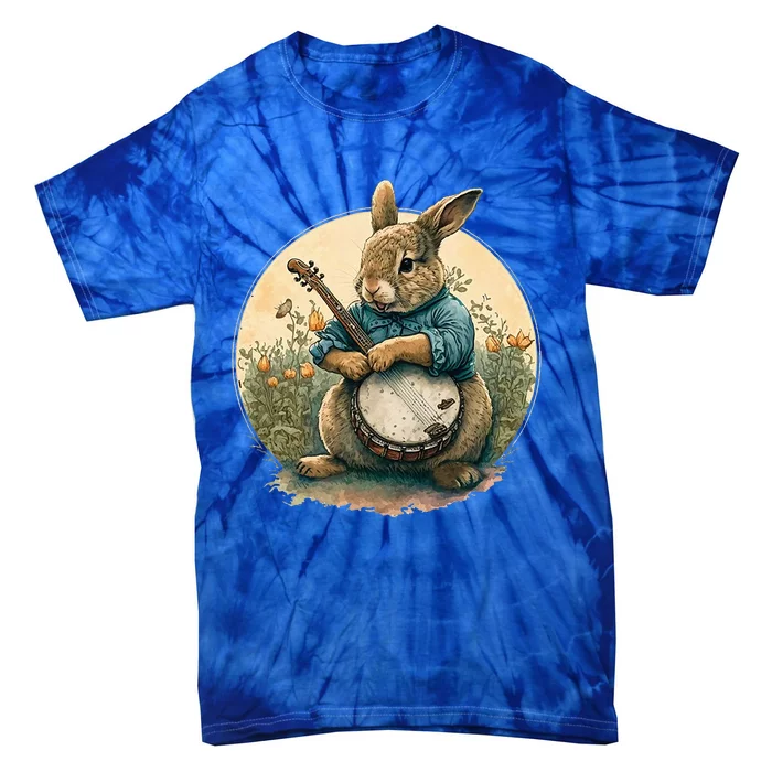 Funny Bunny Playing Banjo Guitar Music Rabbit Easter Tie-Dye T-Shirt