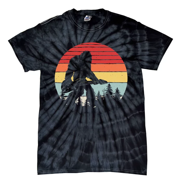 funny Bigfoot playing acoustic guitar player Tie-Dye T-Shirt