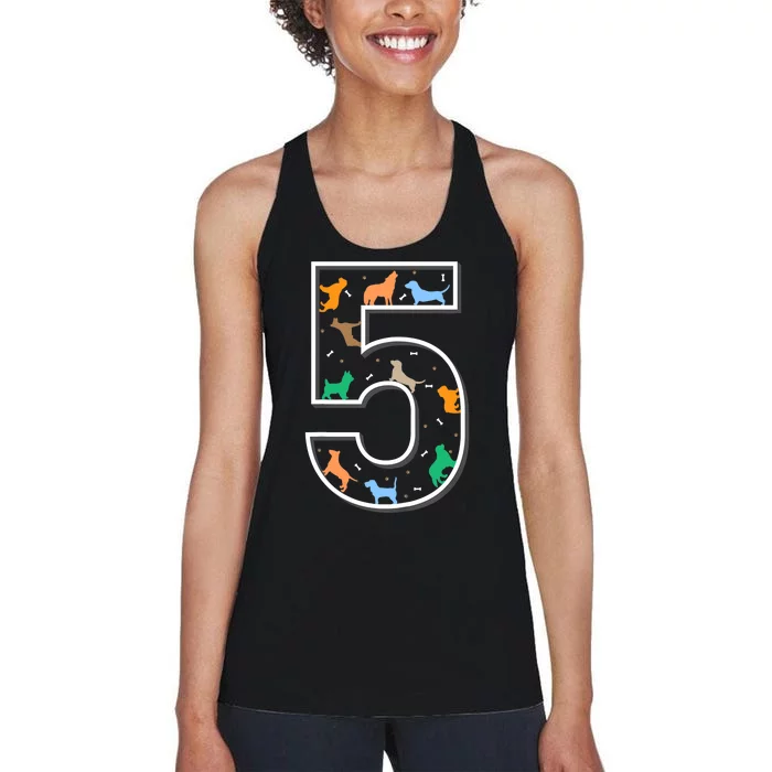 Fifth Birthday Puppy 5 Year Old Birthday Dog Women's Racerback Tank