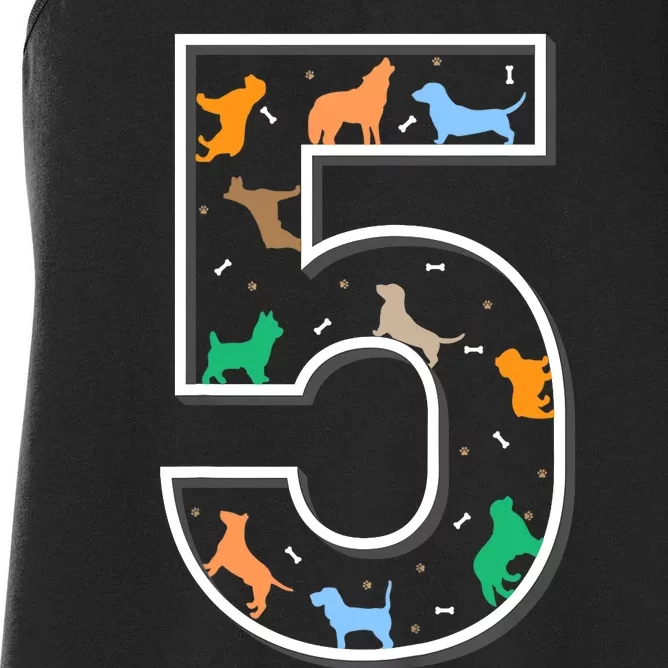 Fifth Birthday Puppy 5 Year Old Birthday Dog Women's Racerback Tank