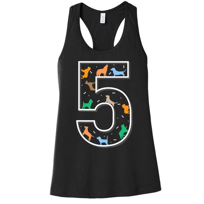 Fifth Birthday Puppy 5 Year Old Birthday Dog Women's Racerback Tank