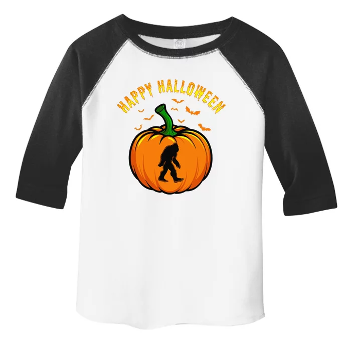 Funny Bigfoot Pumpkin Happy Halloween Toddler Fine Jersey T-Shirt