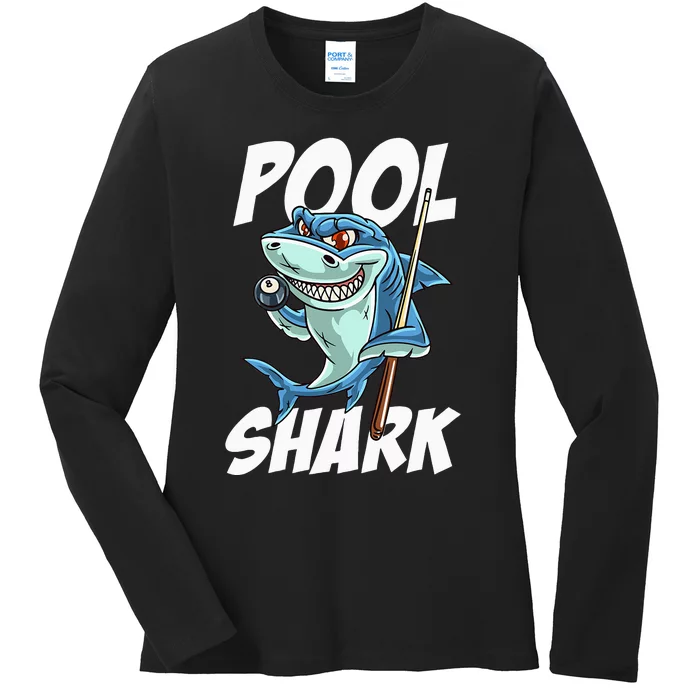 Funny Billiards Pool Shark Snooker Hall Joke Billiard Ladies Long Sleeve Shirt