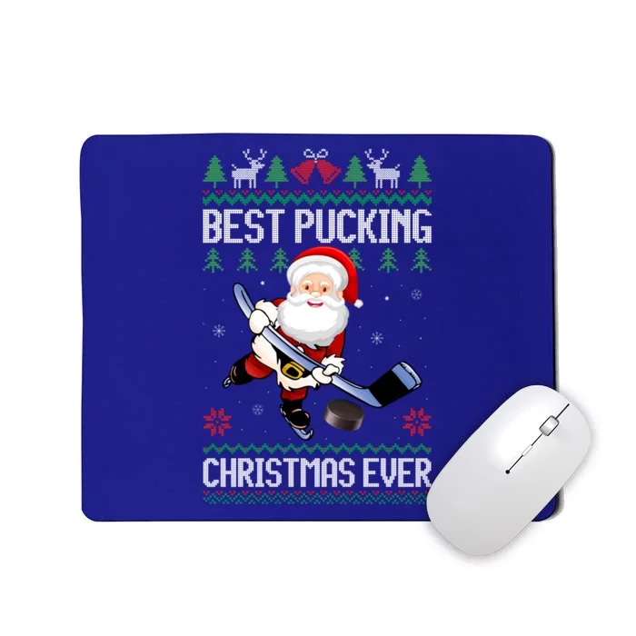 Funny Best Pucking Santa Claus Ugly Christmas Ice Hockey Funny Gift Mousepad