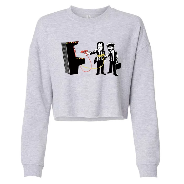 Funny Banksy Pulp Fiction Parody Cropped Pullover Crew