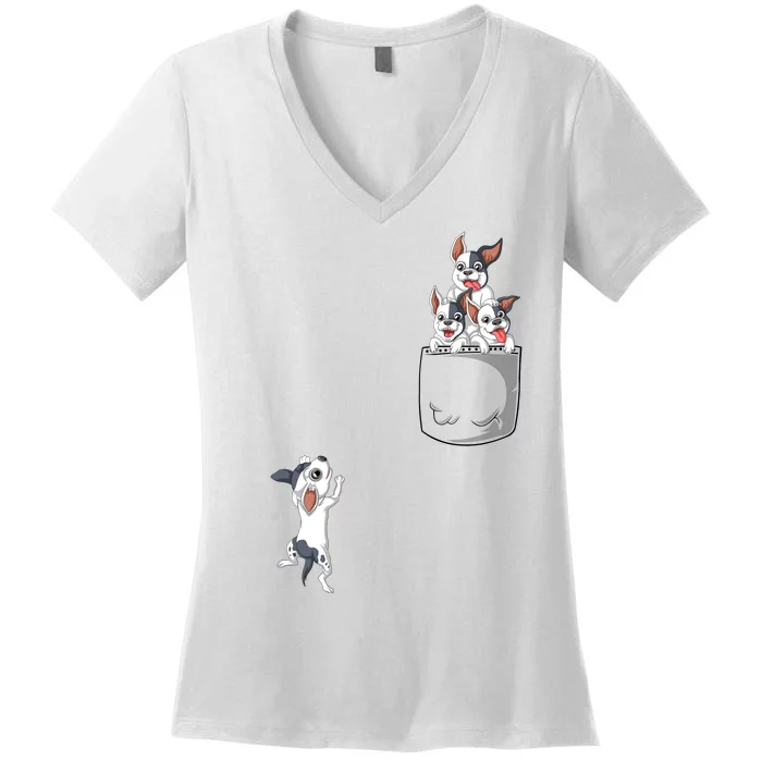 French Bulldog Pocket Women's V-Neck T-Shirt