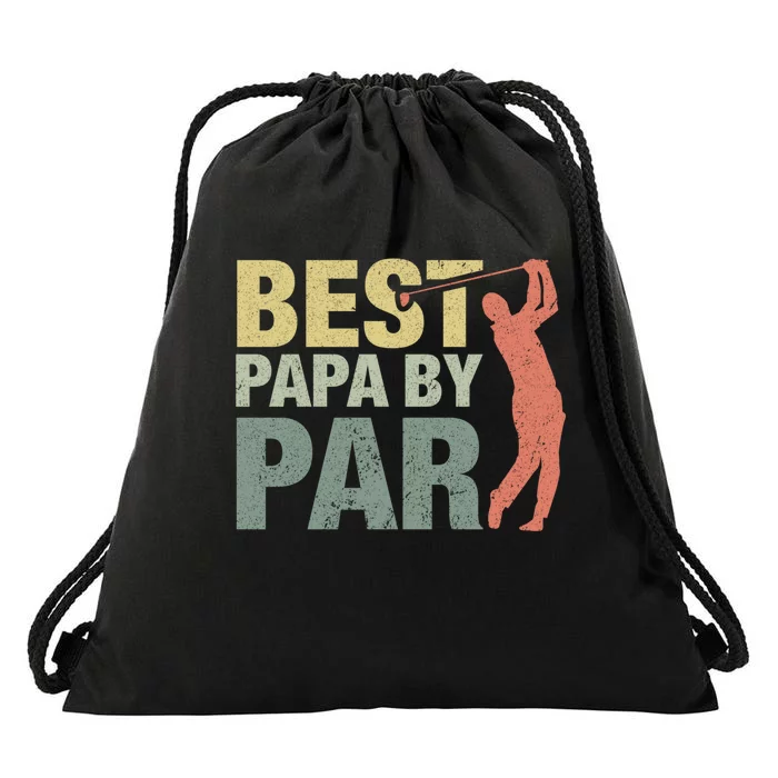 Funny Best Papa By Par FatherS Day Golf Gift Grandpa Drawstring Bag