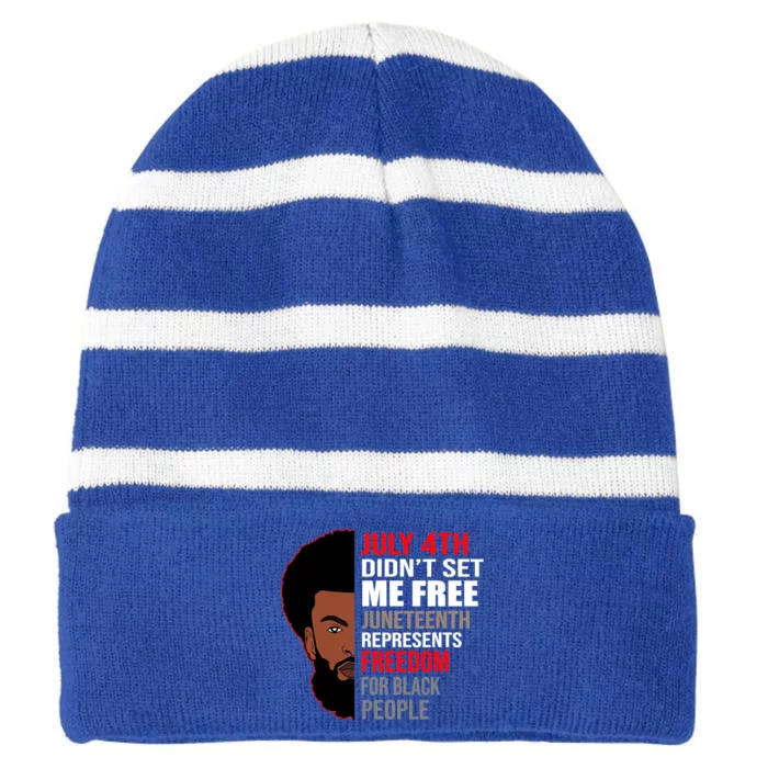 Freedom Black People Junenth Gift Striped Beanie with Solid Band