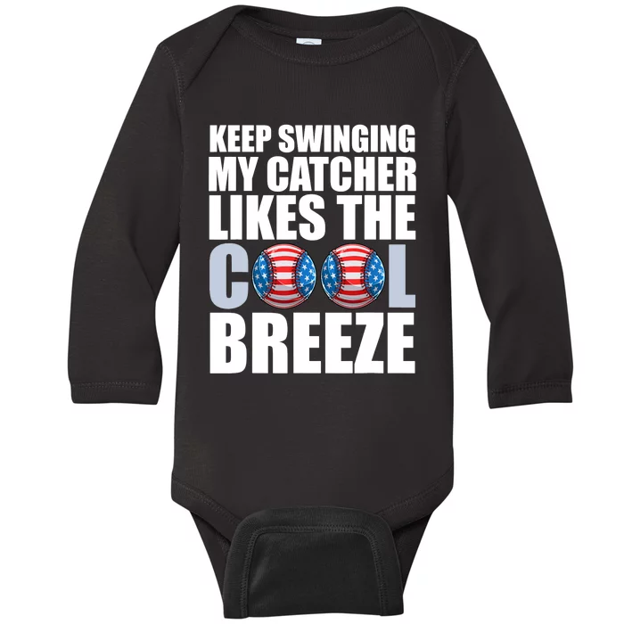 Funny Baseball Pitcher Pitching Baby Long Sleeve Bodysuit