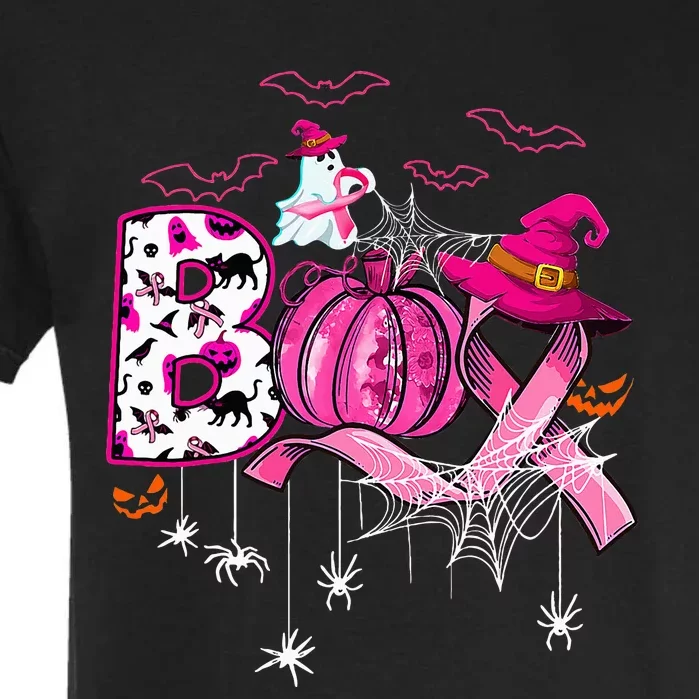 Funny Boo Pumpkin Witch Pink Ribbon Breast Cancer Halloween Garment-Dyed Heavyweight T-Shirt